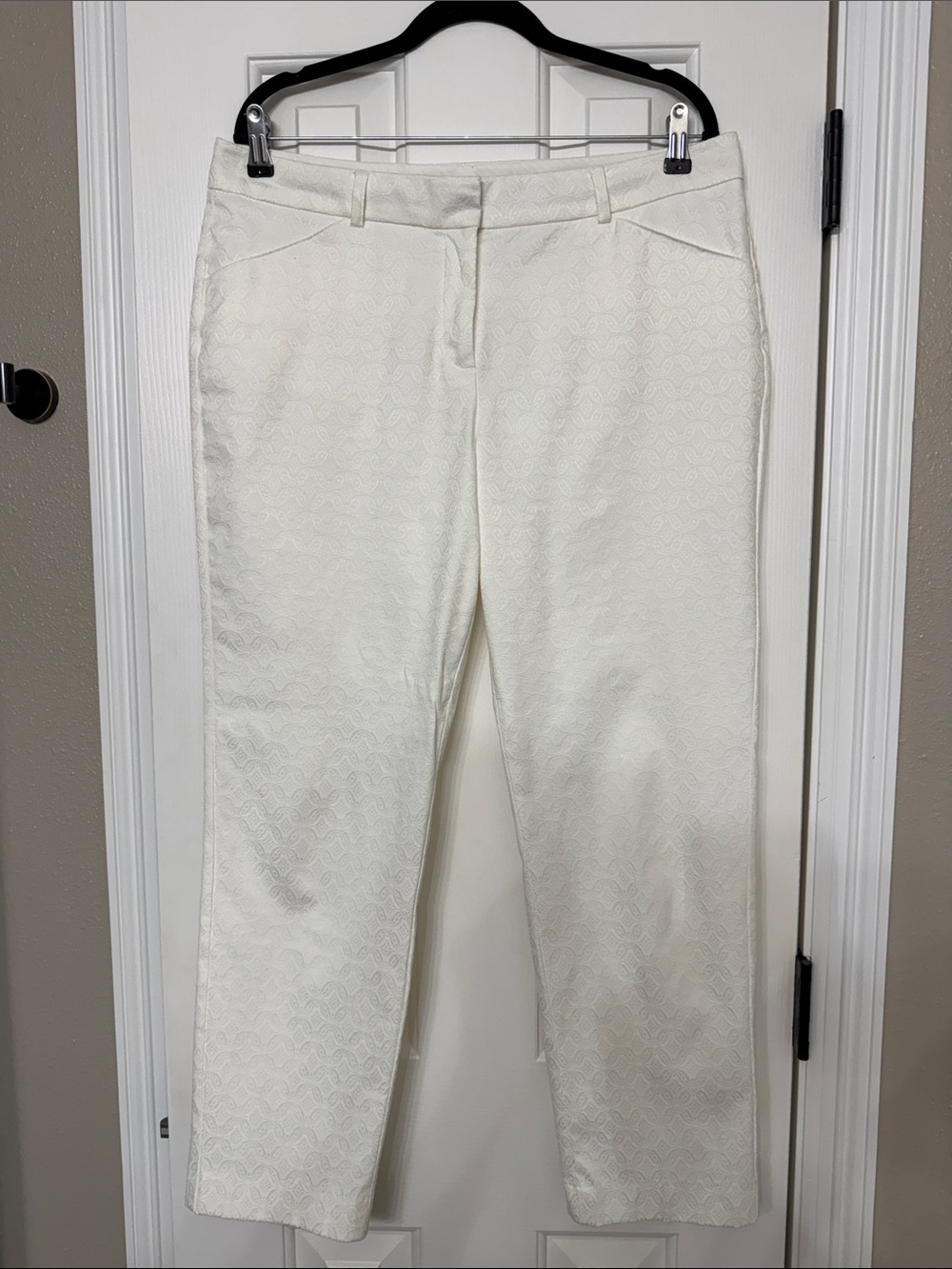 Zac & Rachel Cream Textured Straight-Leg Pants